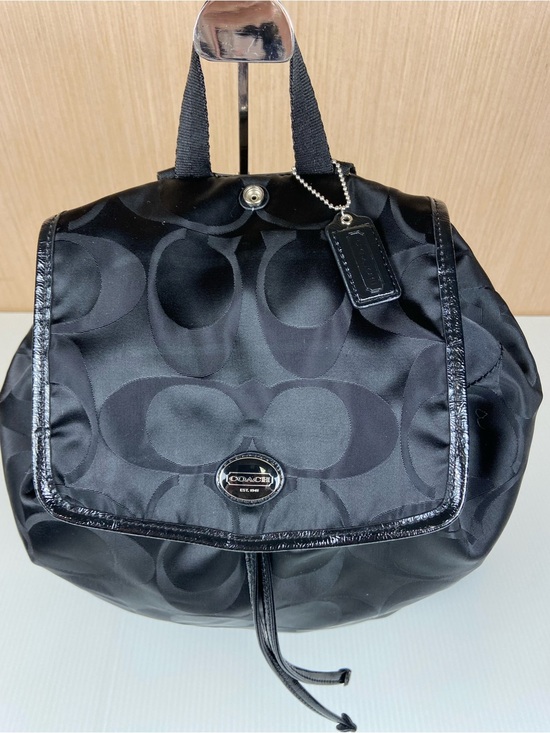 Coach Black Tonal Signature Nylon Backpack Drawstring Flap Bag F77350 main image 14